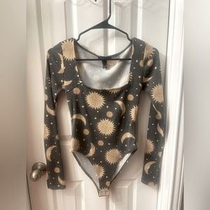 long sleeve celestial ribbed bodysuit